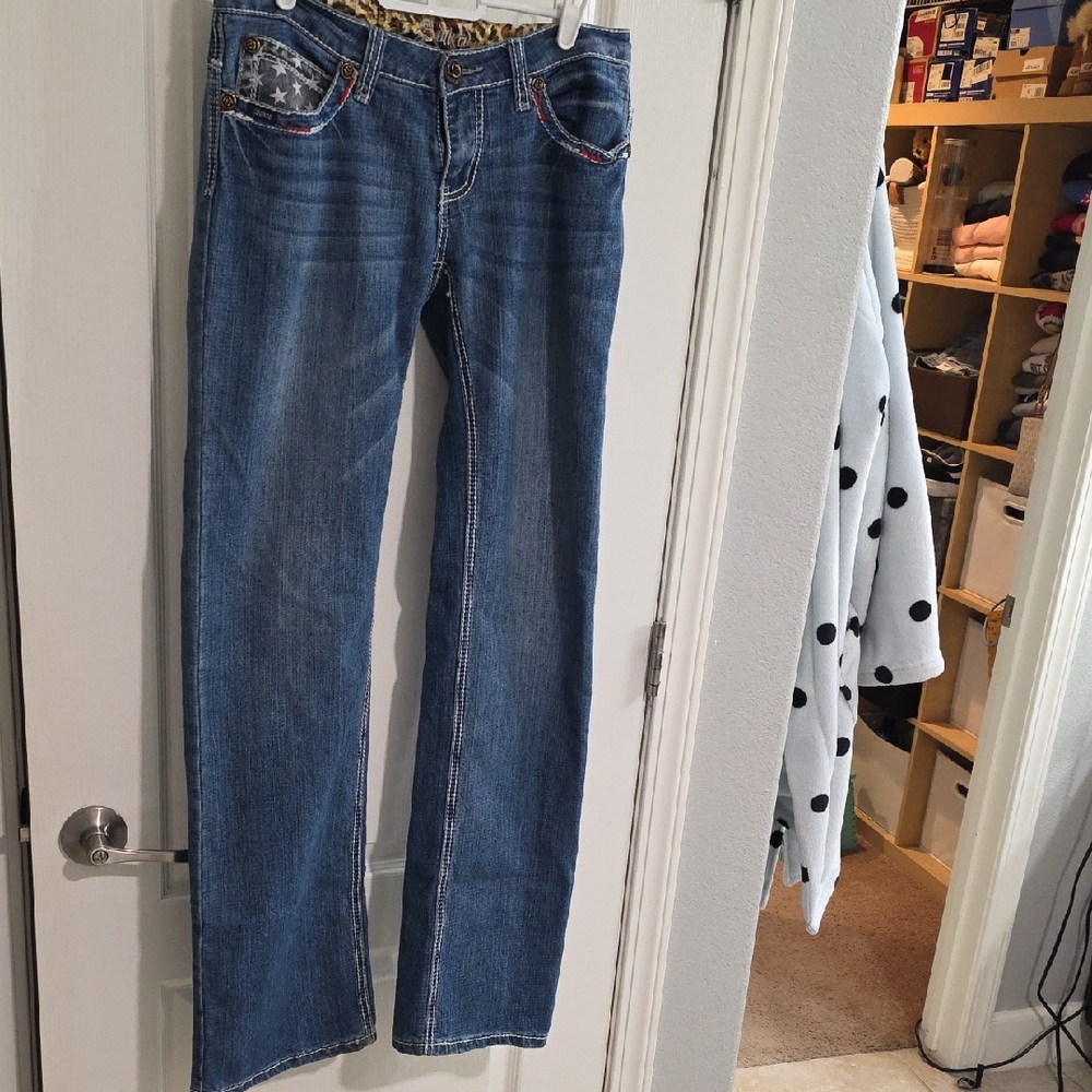Adiktd Women's Blue Straight-Leg Jeans with Star Accent